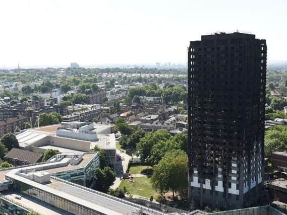 the remains of Grenfell Tower. PIC: PA