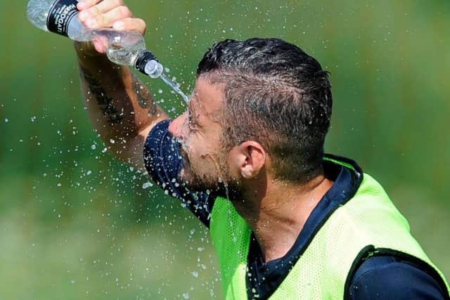 Feeling the heat: Daniel Pudil cools down during Sheffield Wednesday's 2018 summer training camp. Picture: Steve Ellis