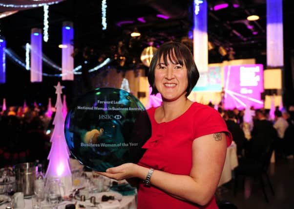 Susanna Lawson winner of the Business Women of the Year at the Forward Ladies National Awards, New Dock Hall,Leeds.1st December 2017 ..Picture by Simon Hulme