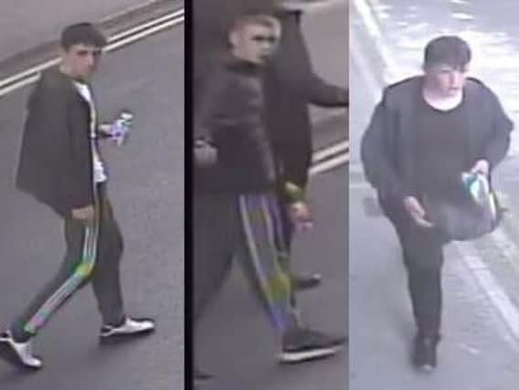 CCTV images of the three people police want to speak to in relation to a spate of motorbike thefts