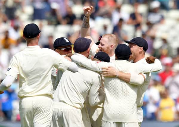 England's Ben Stokes celebrates taking the wicket of India's Hardik Pandya as England win the match during day four of the Specsavers First Test match at Edgbaston, Birmingham. (Picture: Anthony Devlin/PA Wire)