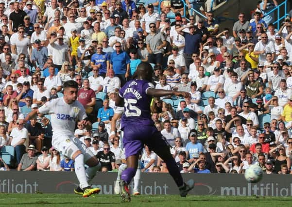 On target: Pablo Hernandez scores the second goal for Leeds.