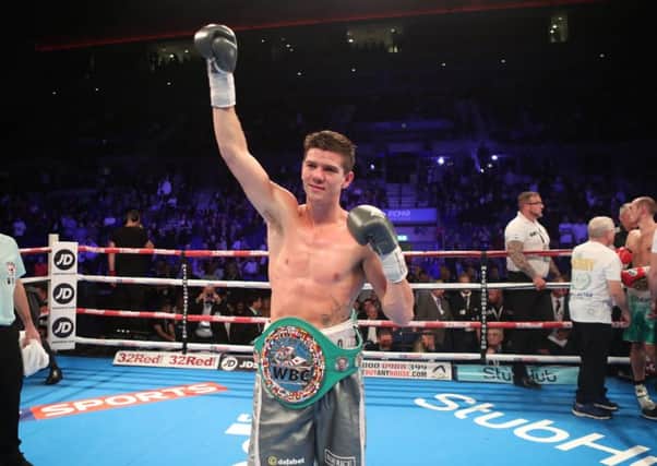 Luke Campbell - who has a world title eliminator next month - celebrates victory over Derry Matthews for the WBC Silver Lightweight Championship at the Echo Arena, Liverpool, in 2016 (Picture: Peter Byrne/PA Wire)