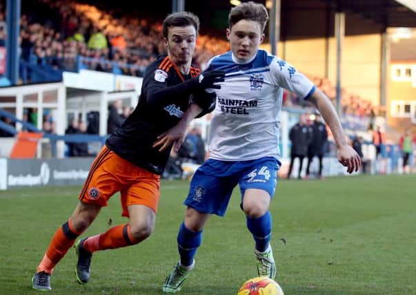 Bury's Callum Styles, right, pictured in action against Sheffield United (Picture: Simon Bellis/Sportimage).