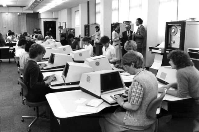 Employees work at computers in Yorkshire Electricity Board's Limewood office in Leeds in the 1980s. Picture supplied by Npower.