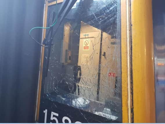 Yobs hurled rocks at a train travelling through Sheffield