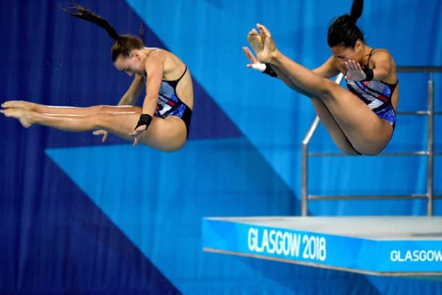 Great Britain's Eden Cheng and Lois Toulson on their way to securing a surprise gold medal. (Pictures: Ian Rutherford/PA Wire)