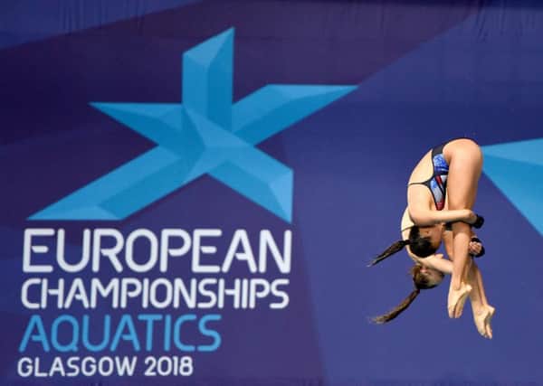 Great Britain's Eden Cheng and Lois Toulson during the Women's Synchronised 10m Platform Final  during day six of the 2018 European Championships at Scotstoun Sports Campus, Glasgow. (Pictures: Ian Rutherford/PA Wire)