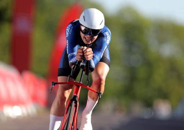 Harry Tanfield, riding for Canyon Eisberg, takes silver in the men's elite time-trial (Picture: Richard Sellers/PA Wire)