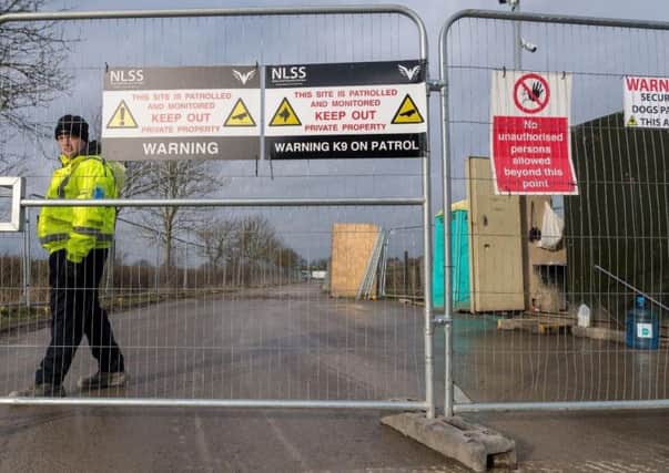 A security guard at the Kirby Misperton fracking site.