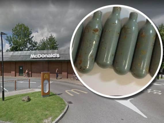 NOS canisters were being sold from a McDonald's car park in Leeds
