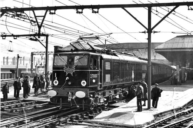 The first electric train at Victoria station on September 14, 1954.