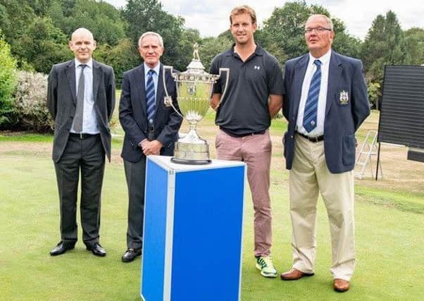 Pictured, l-r, are Neil Evans, Director of Resources and Housing for Leeds City Council; Chris Bursey, (Leeds Golf Club president); Leeds Cup winner Jason Shufflebotham; and Dave Surtees, Leeds Golf Club captain.