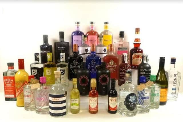 Just a few of the bottles of gin going up for auction