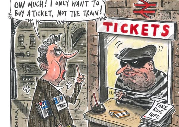Cartoonist - and rail passenger - Graeme Bandeira's depiction of the rail fare increase.