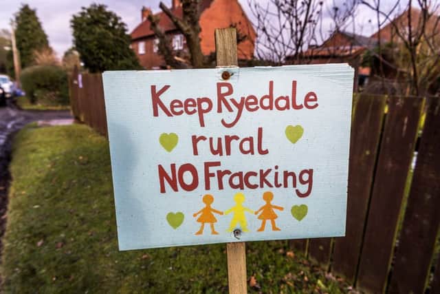 An anti-fracking poster in the village of Kirby Misperton.