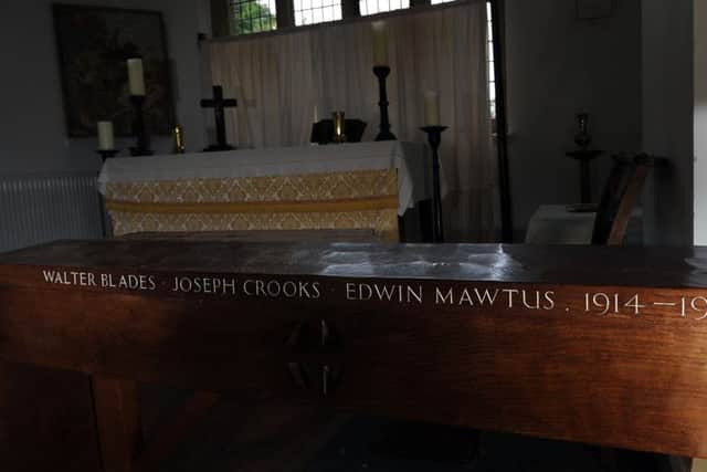 The alter showing the names of the soldiers who died in the Great War, at St Johns Church, Minskiip. Picture by Simon Hulme