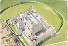 Middleham aerial reconstruction drawing.