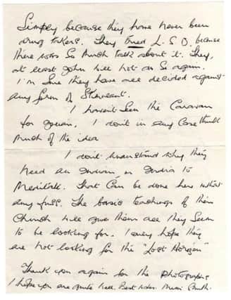 A letter  written by Mimi Smith, who brought up Lennon as a child in Liverpool, to a fan of the group about the Beatles' fascination with an Indian guru