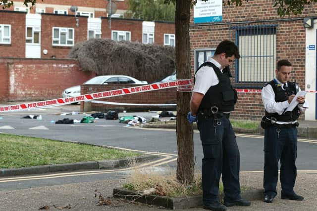 The scene in London where the stabbing happened