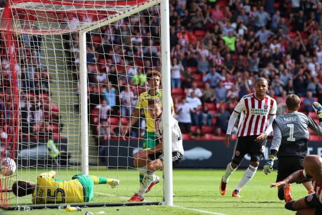 Billy Sharp of Sheffield United scores a late goal(Picture: SportImage)