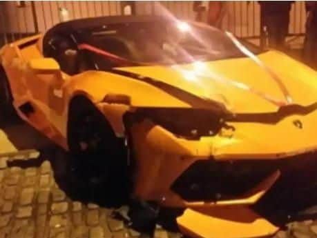 The car is thought to be a Lamborghini Aventador SV Coupe