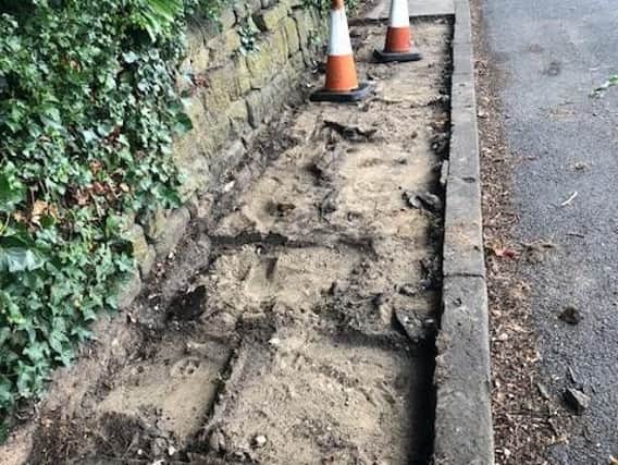 The pathway missing stone slabs in Meanwood. Credit: Suzanne Williams.