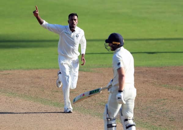 India's Hardik Pandya celebrates taking the wicket of England's Ben Stokes at Trent Bridge. Picture: Mike Egerton/PA