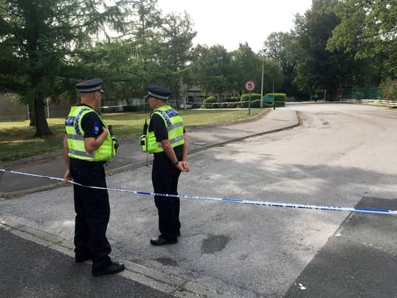 Police outside the hospital.