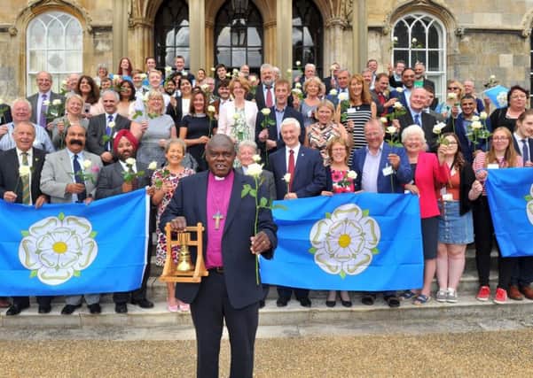 Dr John Sentamu, the Archbishop of York,  with One Yorkshire supporters at Bishopthorpe Palace.