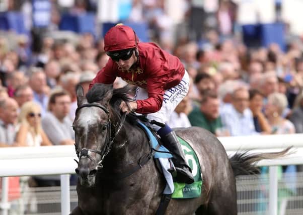 C:LEAR WINNER: Roaring Lion ridden by Oisin Murphy wins the Juddmonte International Stakes at York Racecourse. Picture: Tim Goode/PA Wire