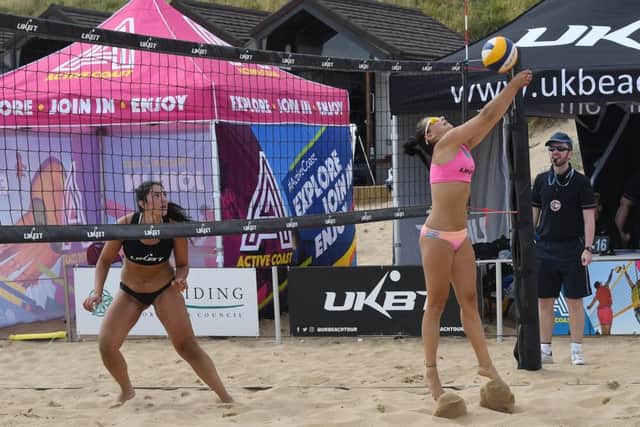 Action from the beach volleyball festival