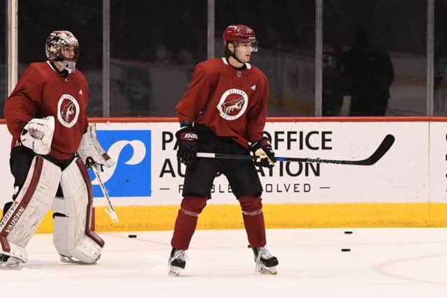 Liam Kirk, in action during this week's development camp with Arizona Coyotes. Picture courtesy of Arizona Coyotes.