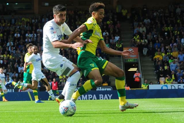 Leeds United's Pablo Hernandez is challenged by Jamal Lewis at Norwich City. (Picture: Simon Hulme)