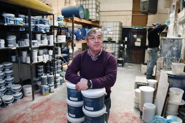 Jonathan Wain who runs a paint company Hicks and Weatherburn in Meanwood, Leeds.
18th April 2018.