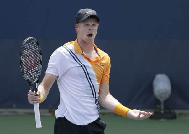 OUT: Kyle Edmund shows his frustration on his way to a first round defeat against Paolo Lorenzi in the first round of the US Open at Flushing Meadow in New York. Picture: AP/Kevin Hagen