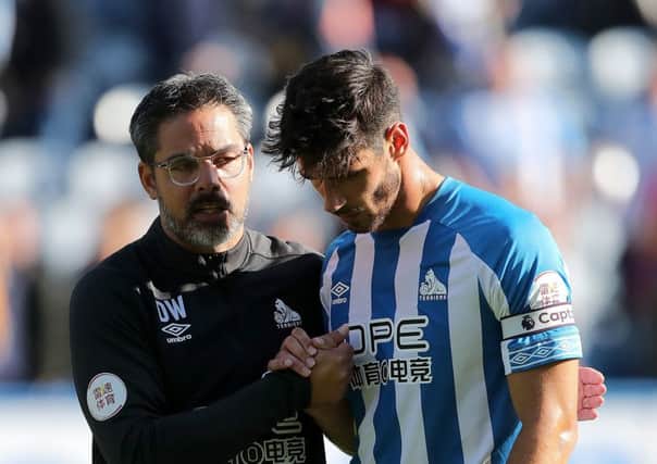 Huddersfield Town manager David Wagner (left) and Christopher Schindler (right). Picture: Richard Sellers/PA