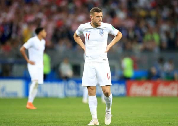 Bowing out: England's Jamie Vardy during the World Cup semi-final against Croatia.