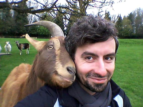Dr Alan Mcelligott. Research conducted at Buttercups Sanctuary for Goats in Kent, demonstrated that the goats preferred to interact with the smiling face.