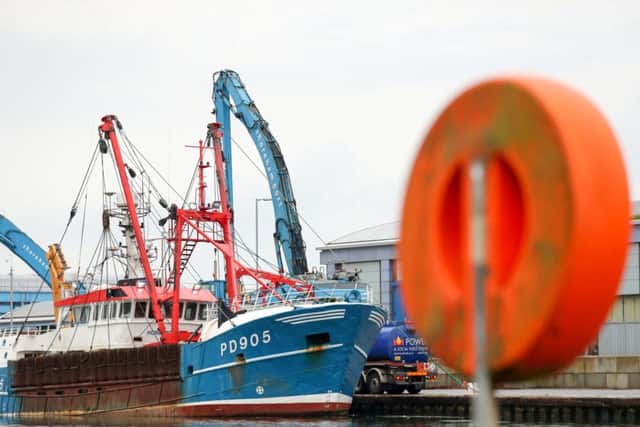 The Honeybourne 3, a Scottish scallop dredger, in dock at Shoreham, West Sussex, following clashes with French fishermen in the early hours of Tuesday morning in the English Channel during a long-running dispute over the scallop-rich area that the French are prevented from harvesting. Photo: Press Association