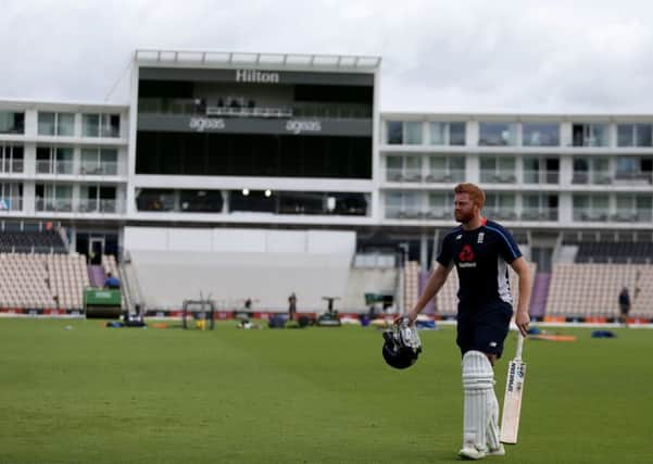 Getting the go-ahead: England's Jonny Bairstow during the nets session.