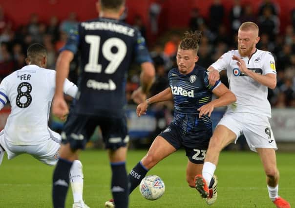 Leeds United's Kalvin Phillips in action against Swansea City.