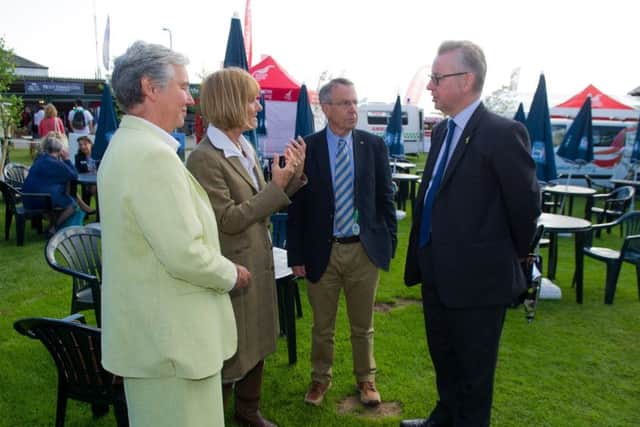 Dorothy Fairburn (left) meeting Environment Secretary Michael Gove at the 2017 Great Yorkshire Show alongside Jan Thornton, vice chairman of the Yorkshire Food Farming and Rural Network, and Graham Finn, from McCain Foods. Picture by James Hardisty.