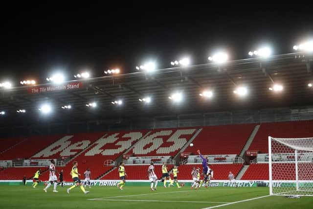 Ggeneral view of an empty stand during the Carabao Cup, second round match at the Bet365 Stadium, Stoke. Everton were the exception to the rule on Wednesday as fans largely continued to turn off from the Carabao Cup second round. (Picture: Martin Rickett/PA Wire)