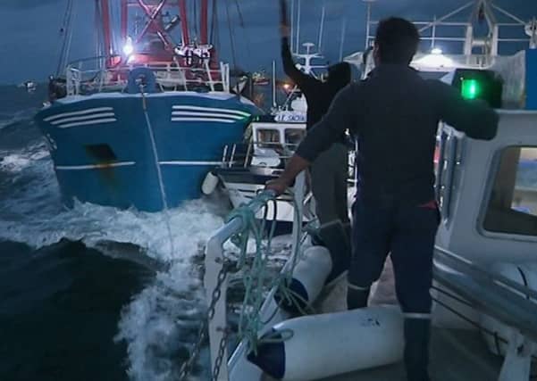 French and British boats clashed earlier this week in video captured by France 3.