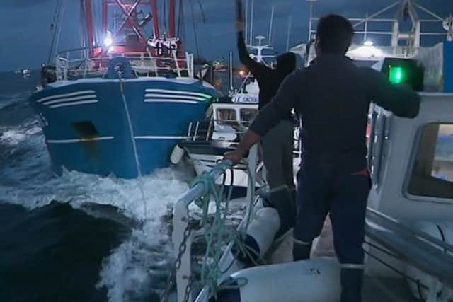 French and British boats clashed earlier this week in video captured by France 3.