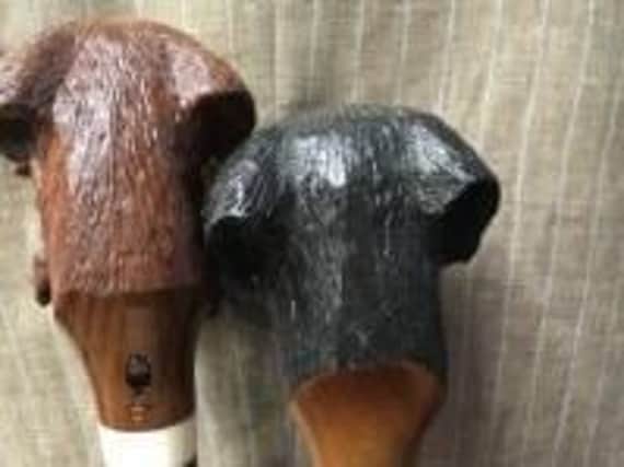 A photogtraph of two of the stolen walking sticks.