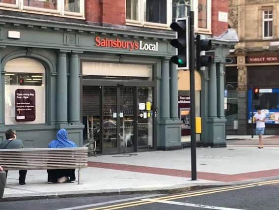 The glass doors to the front of the Sainsbury's store on Vicar Lane have been smashed. PIC: Dave Patrick