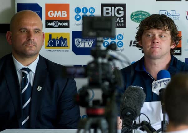 Featherstone Rovers' general manager Davide Longo with head coach, John Duffy. PIC: James Hardisty