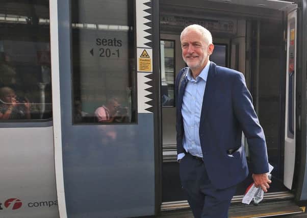 Labour leader Jeremy Corbyn arriving at Hull station as he travels the route of Crossrail for the North. Picture: Press Association.